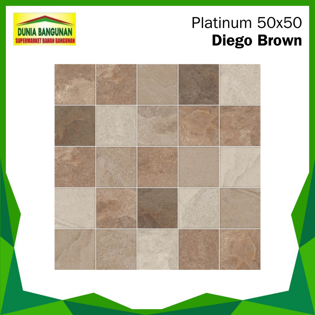 Keramik Lantai 50X50 Platinum Diego Brown Keramik Lantai Matt