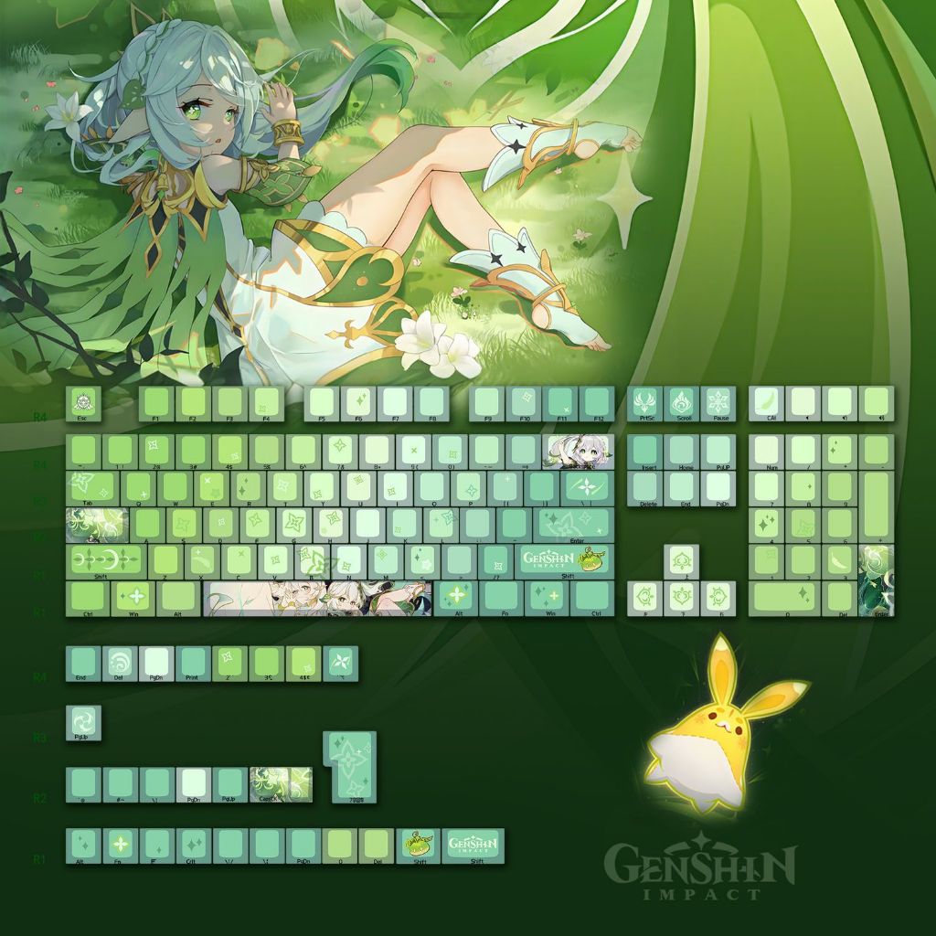 Genshin Impact Nahida PBT Keycaps Side Printed RGB Cherry Profile