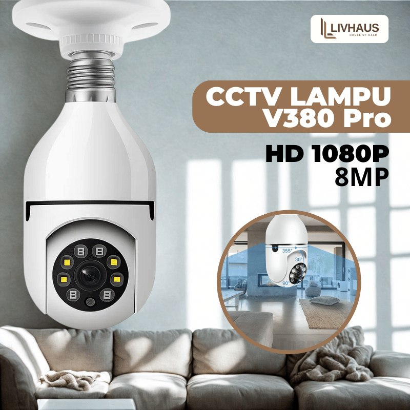 CCTV V380 Pro Tanpa Kabel 8MP CCTV Lampu Bohlam Indoor Wifi 360 PTZ