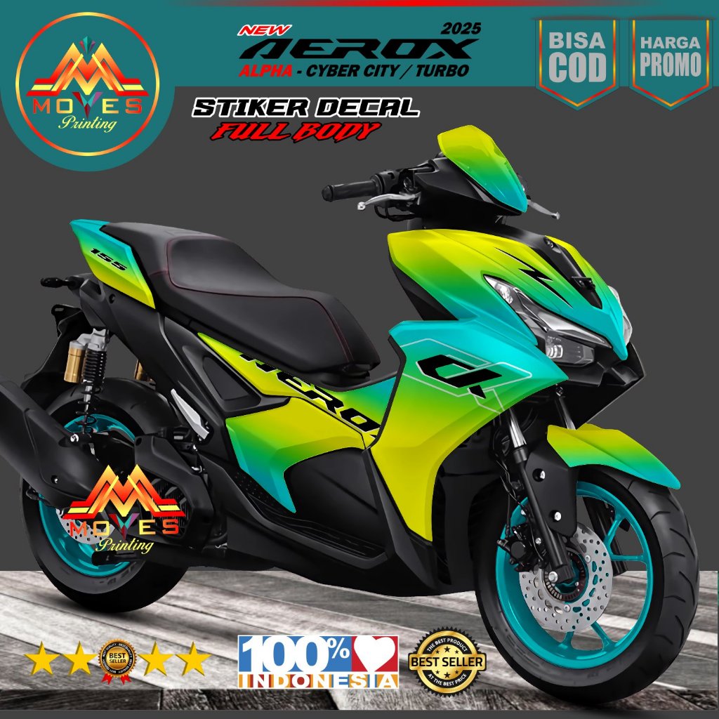 Bisa Cod. Decal new aerox 155 alpha 2025 full body stiker warna bunglon tosca