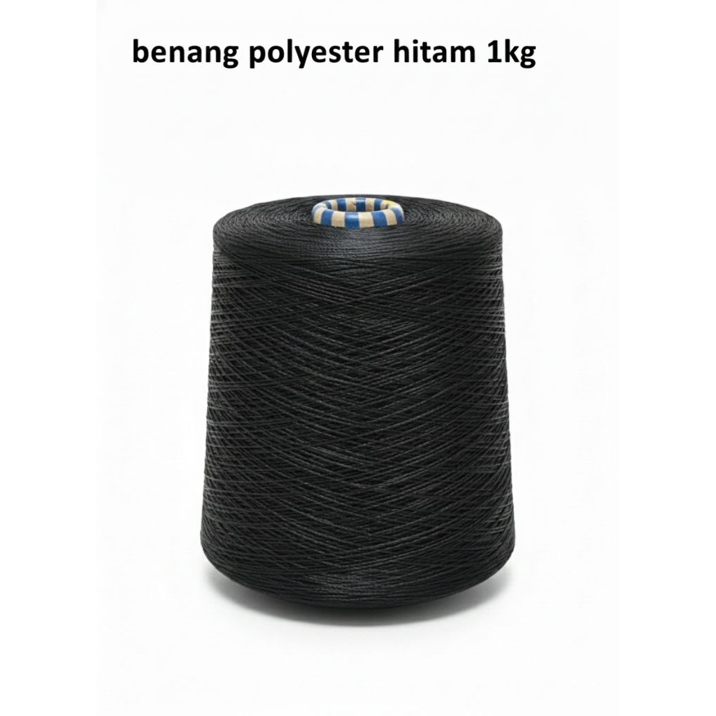 Benang obras polyester hitam 1 kg