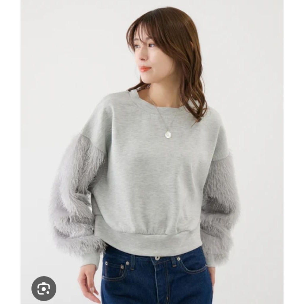 INGNI crewneck abu lengan bulu