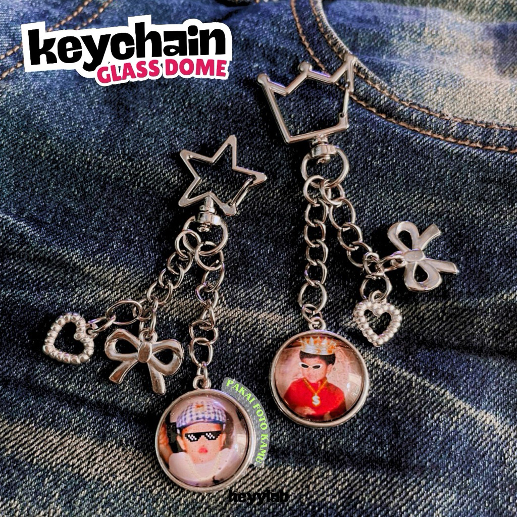 Keychain glass dome | Keychain custom | Ganci dome | custom foto | Gantungan kunci glass dome