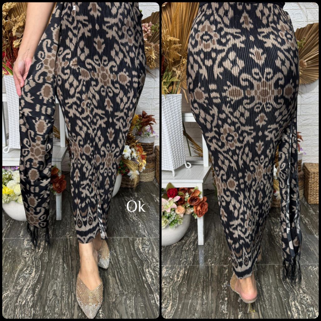 Kamen jadi plisket Set selendang bahan tebal lembut elastis setelan kebaya wanita rok bali