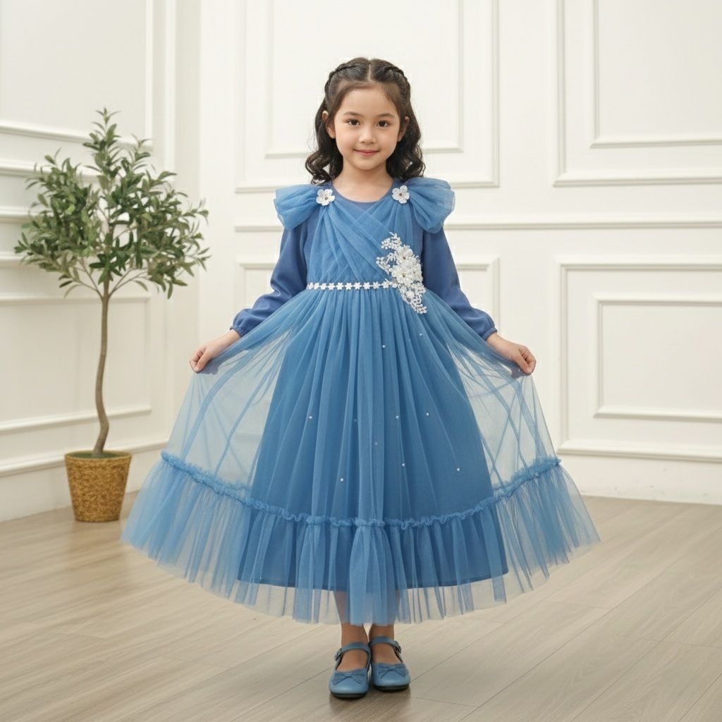 GAMIS TUTU ANAK HANUM + Bando TANPA HIJAB / Busana muslim anak nyaman Aqilla rok tutu