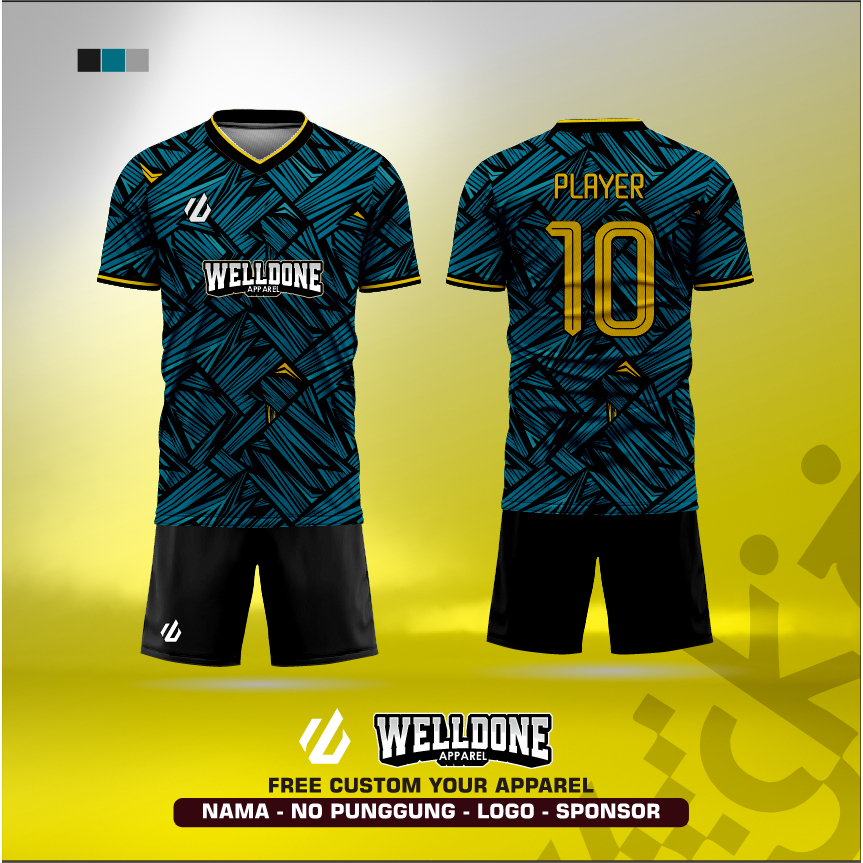 WELLDONE APPAREL  CUSTOM JERSEY BOLA BAJU FUTSAL VOLLY BISA SATUAN SETELAN DRYFIT A053 hijau batik j