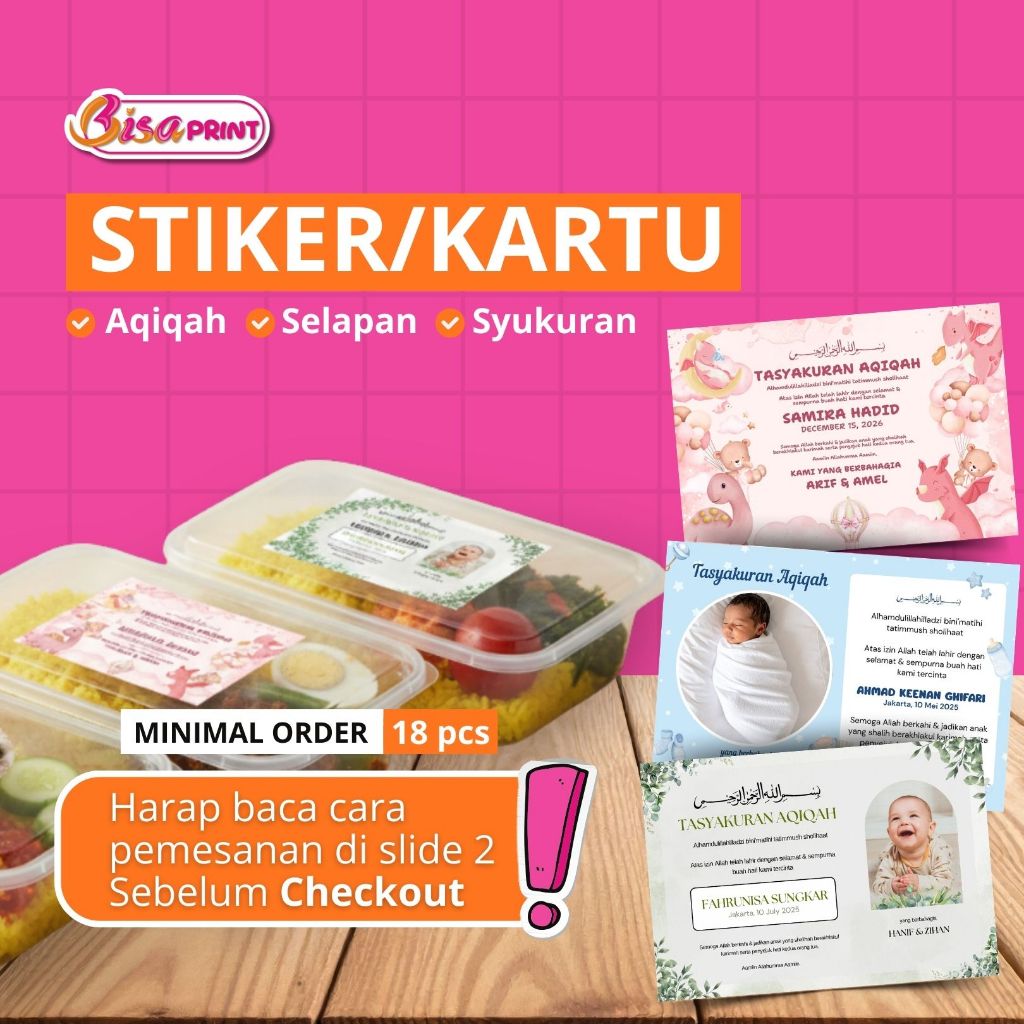 Kartu Tasyakuran Kelahiran Nama Bayi 4 bulanan | Stiker Tasyakuran Aqiqah Kelahiran Nama Anak