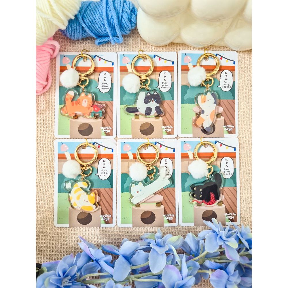 WINDA LEE Curious Cats Epoxy Charm / Cat Keychain / Gantungan Kunci Epoksi Kucing