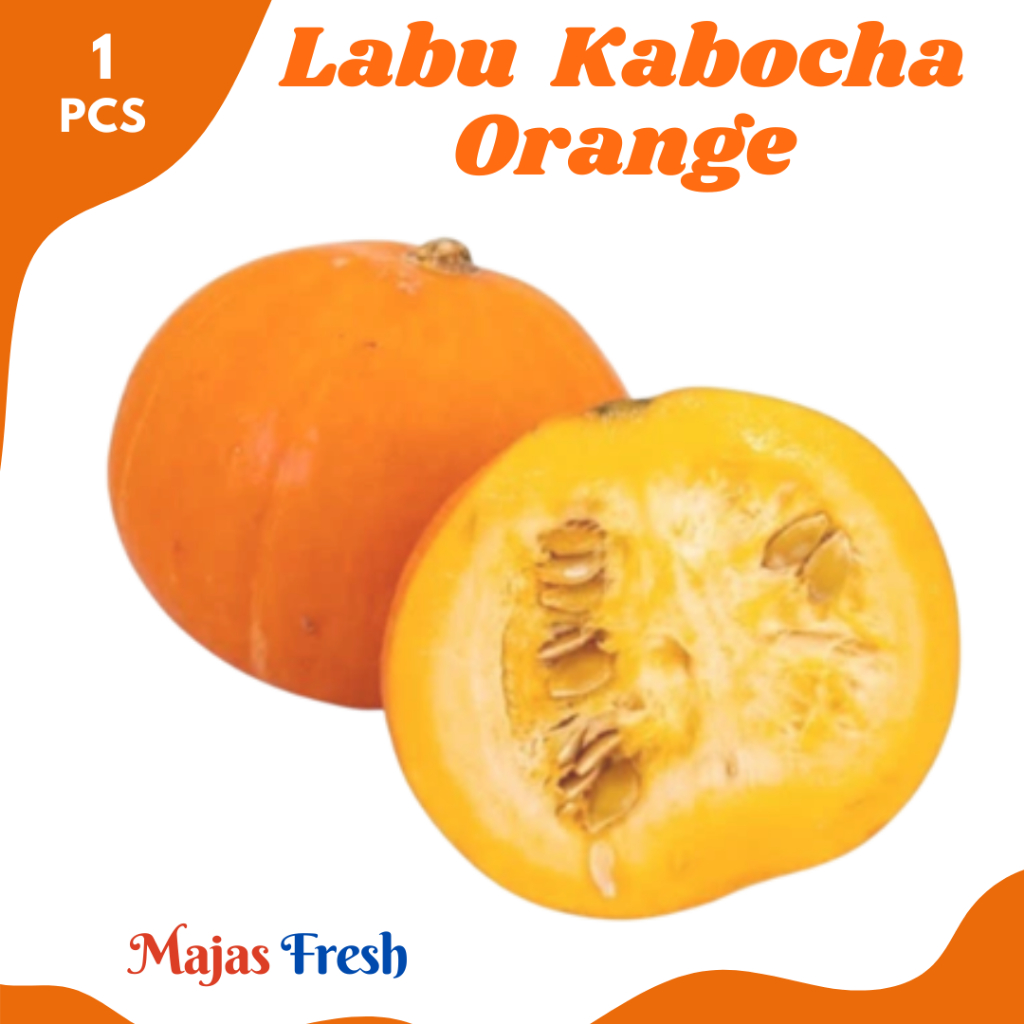 LABU KABOCHA Orange Segar - Labu Madu Jepang Kaboca Kuning Fresh | Size 0,8-1 Kg [ Harga Per PCS ]
