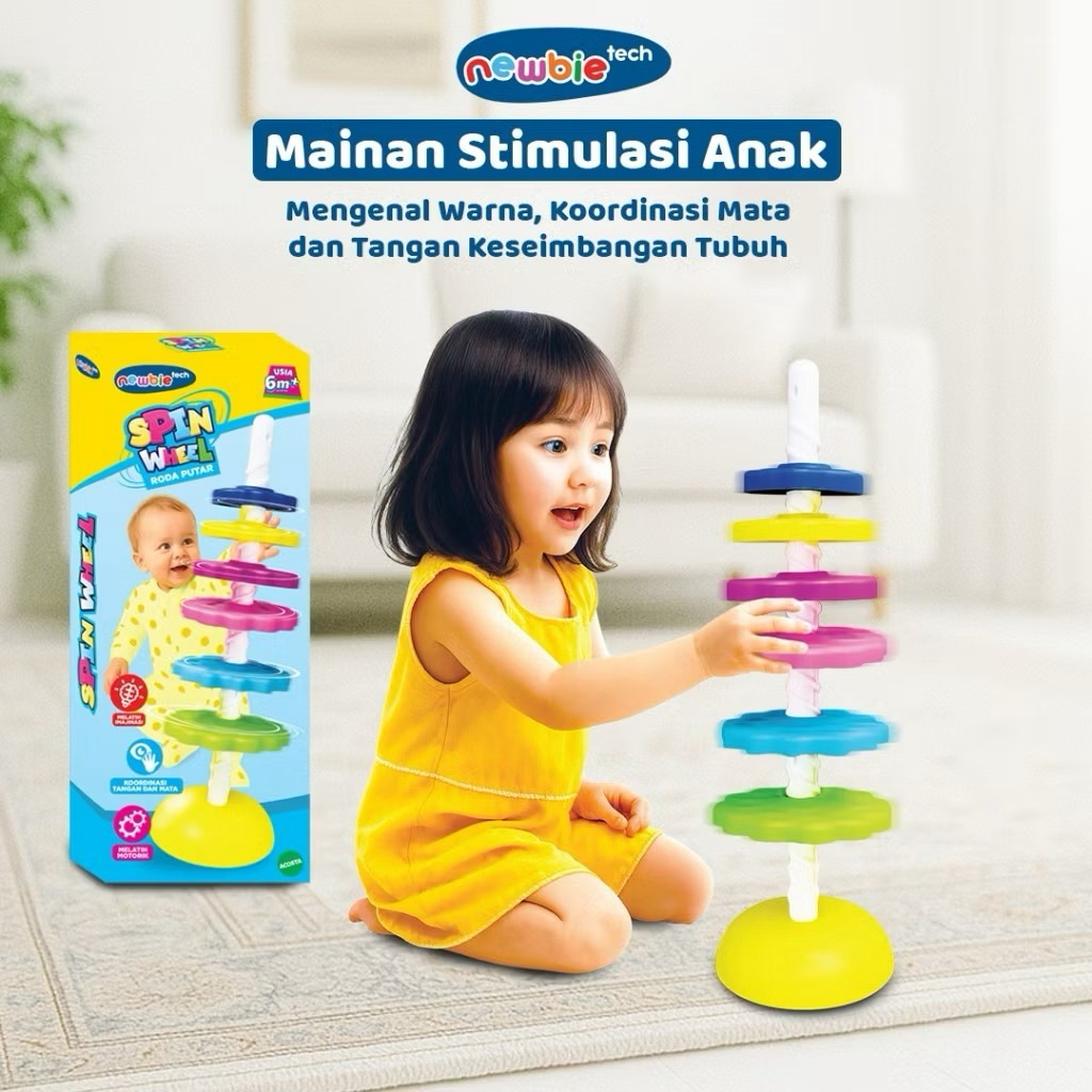 Mainan Edukasi Susun Tingkat Anak - Spin Wheel & Rolling Tower