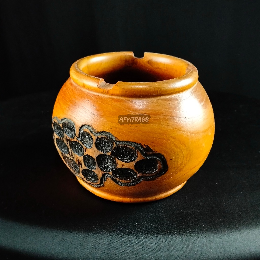 Asbak Kayu Jati /Asbak Gentong / Asbak Ukir Pahat /Asbak Gentong Ukir Pahat