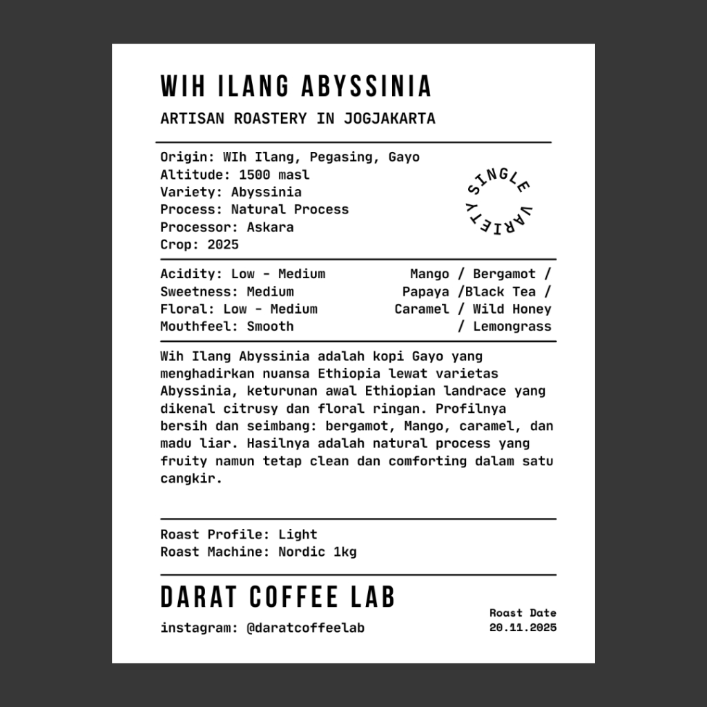 Biji Kopi Arabika Gayo Wih Ilang Abyssinia