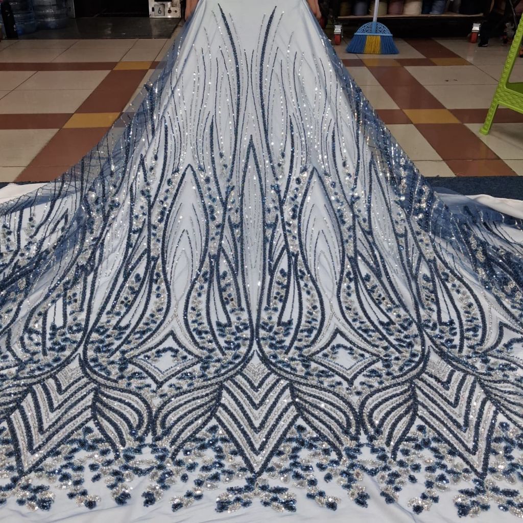 Kain tile payet sworisky jepang / Kain tile payet mewah ful aksesoris