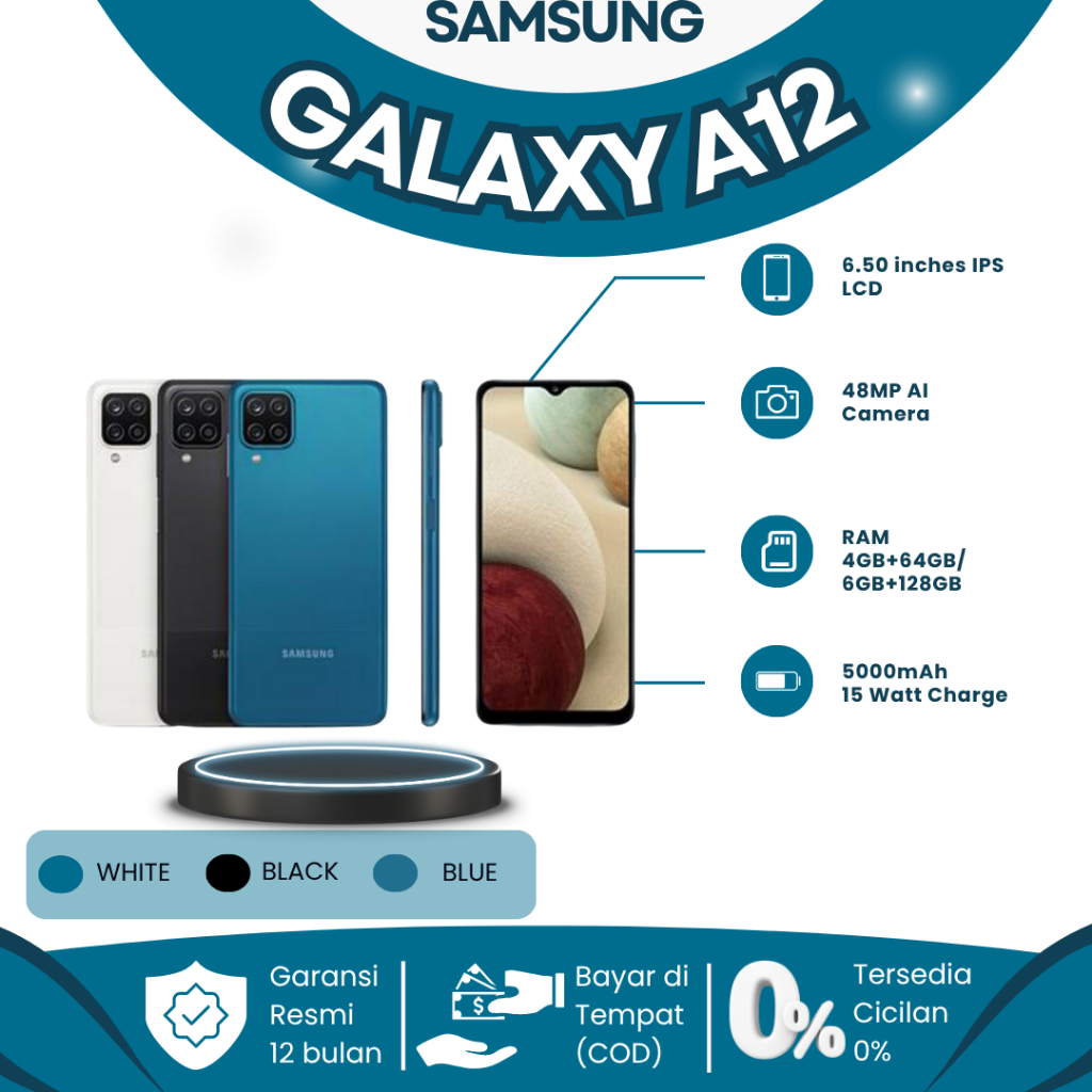 Samsung A12 Asli – HP SAMSUNG Murah Terbaru 2025 RAM 4/64GB 64/128GB Baterai 5000mAh