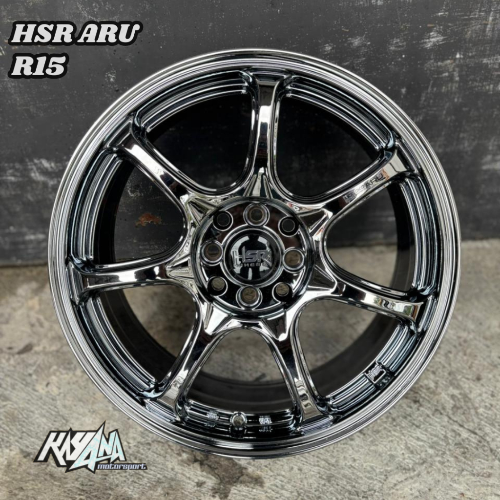 Velg Black Chrome R15 Mobil Avanza Jazz Livina Xenia Brio Agya Velg Mobil HSR ARU R15 Lebar 65 Et 42
