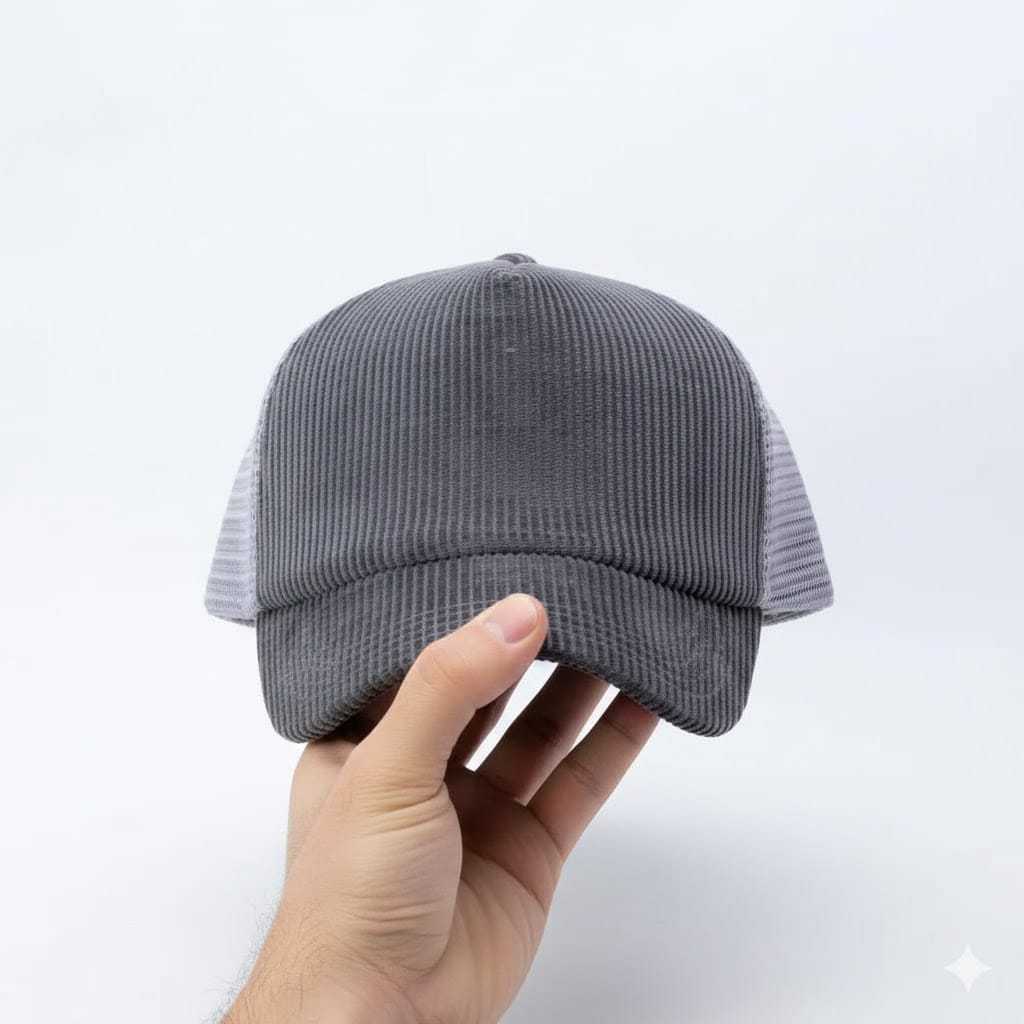 TOPI TRUCKER HAT LIDAH PENDEK BAHAN CORDUROY PREMIUM Pria