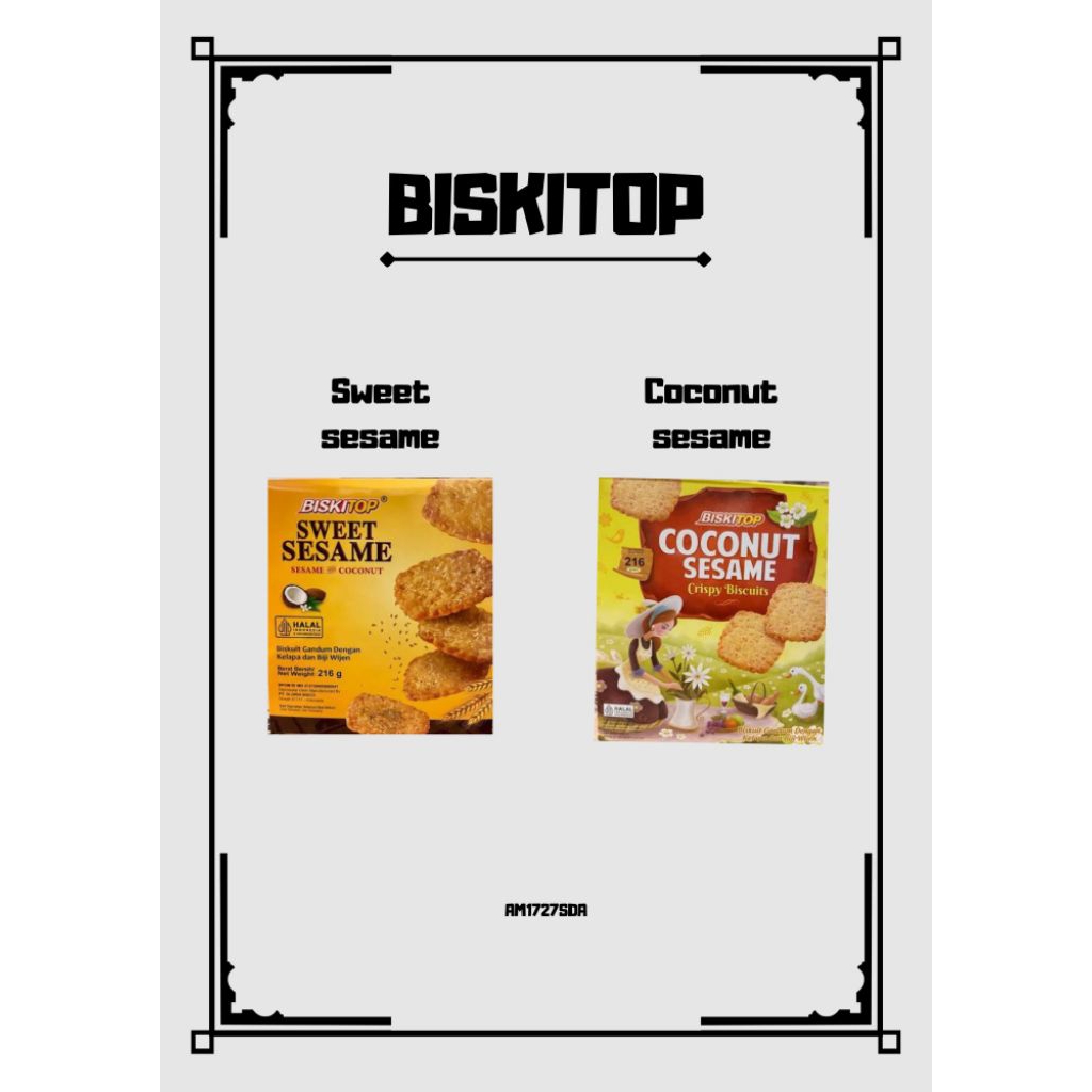 BISKITOP SWEET SESAME/COCONUT SESAME BOX 216gr ECER PER PCS