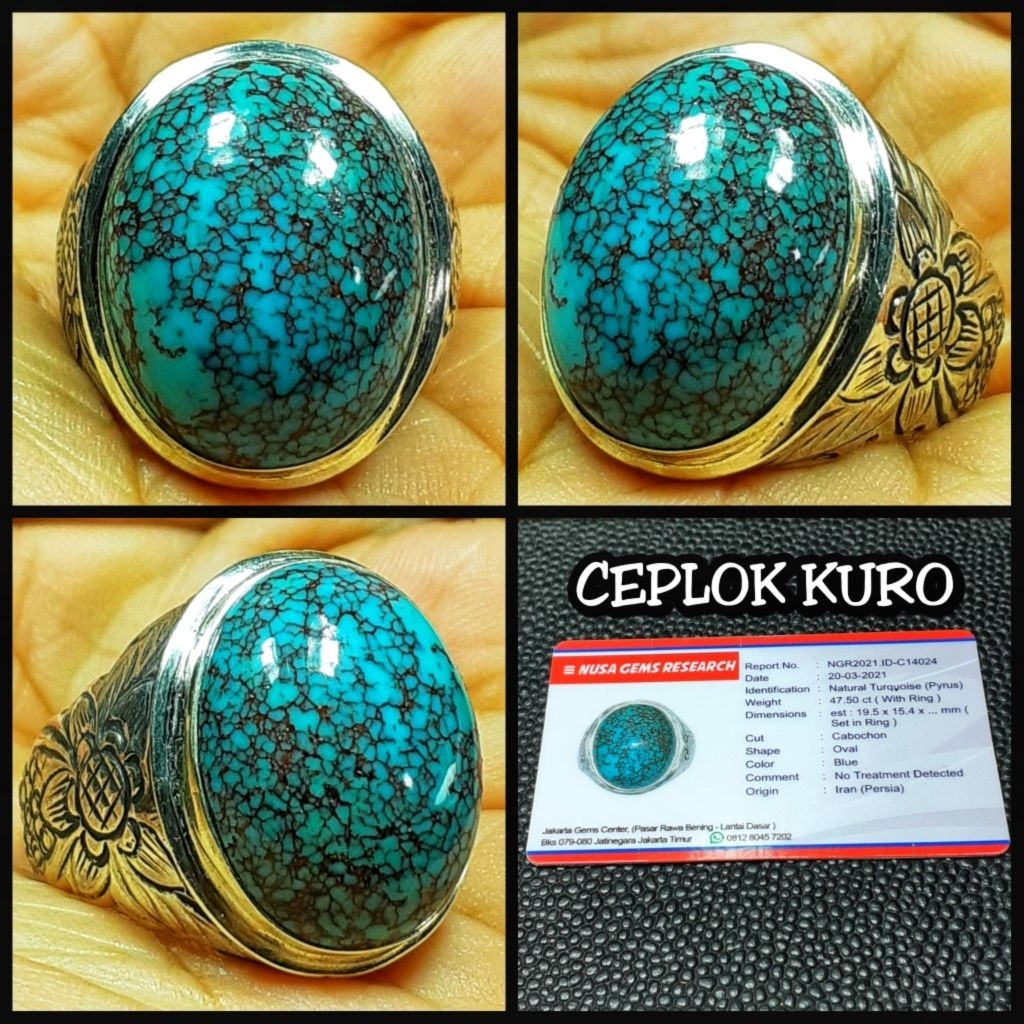BATU AKIK PIRUS JENONG SUPER FULL PORSLEN PERSI + RING PERAK