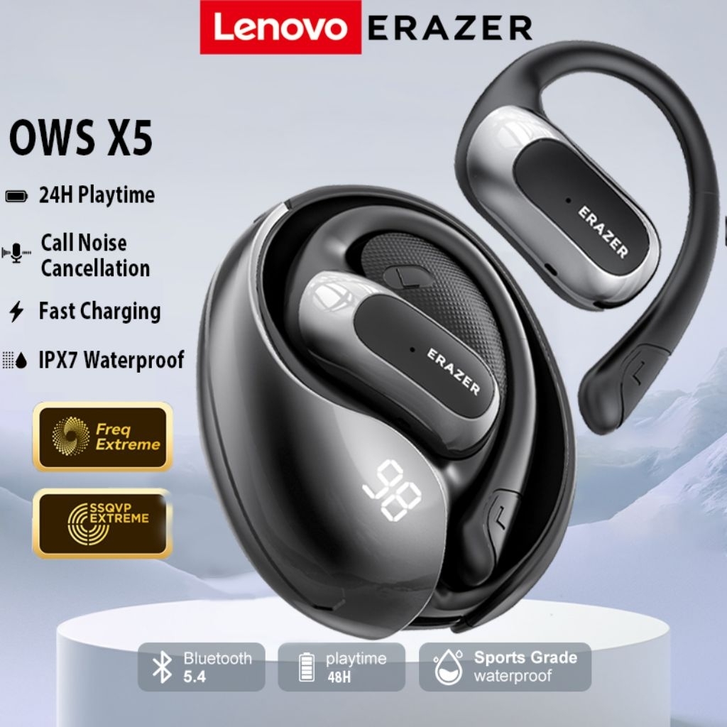 LENOVO ERAZER X5 Bone Conduction Headset Bluetooth Earbuds Original Dolby Atmos Earphone Wireless Ba