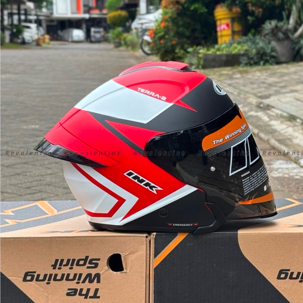 INK TERRA 2 #3 MATT RED BLACK ORIGINAL | FREE SPOILER | DOUBLE VISOR HELM HALF FACE INK TERRA TWO HI