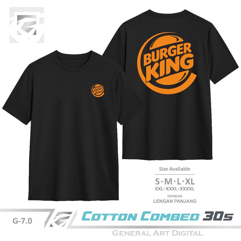 Baju Kaos Distro BurgerKing T-Shirt Pria Wanita Kaos Resto Burgerking
