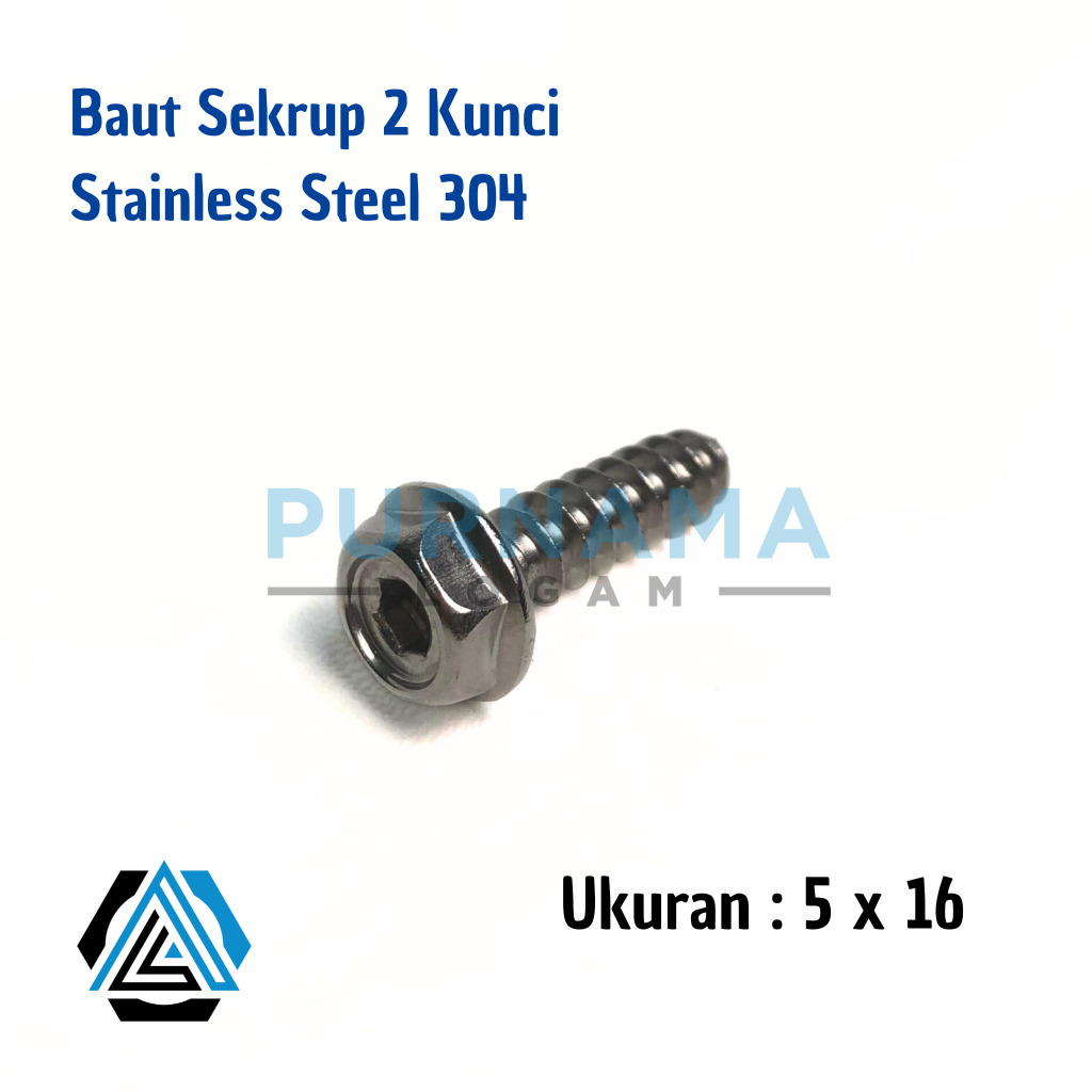 SKRUP DUA KUNCI BODY MOTOR ( 5 x 16 ) STAINLESS STEEL