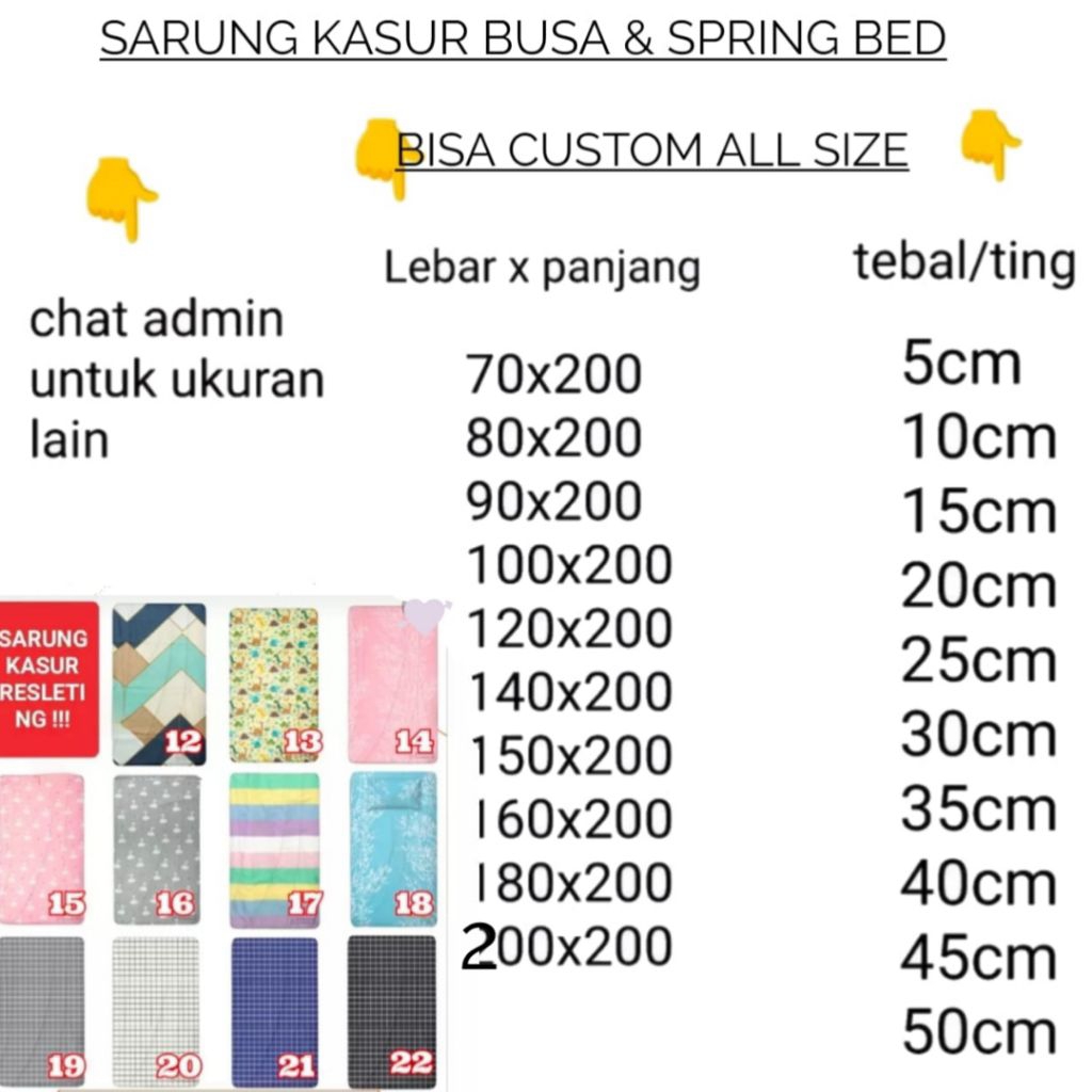bunsu Dekor  Sarung Kasur Urung Busa Spring Bed Seprei Resleting Semua Ukuran Ada 90X200 120X200  14