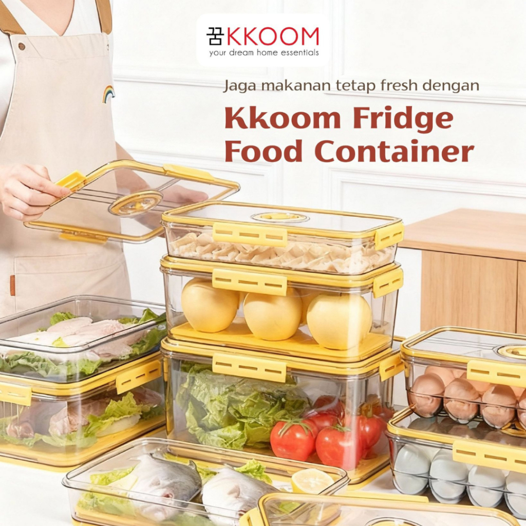 KKOOM Food Container Dengan Tanggal • Penyimpanan Buah dan Sayur Kulkas / Food Container Kulkas