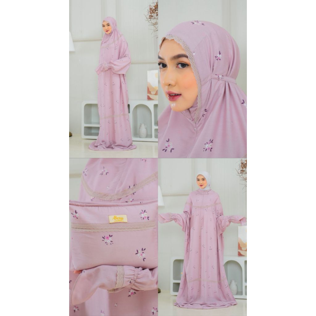 MUKENA FATIMAH BAHAN KATUN RAYON RESLETING DAGU SIZE JUMBO DAN FREE TAS MUKENA