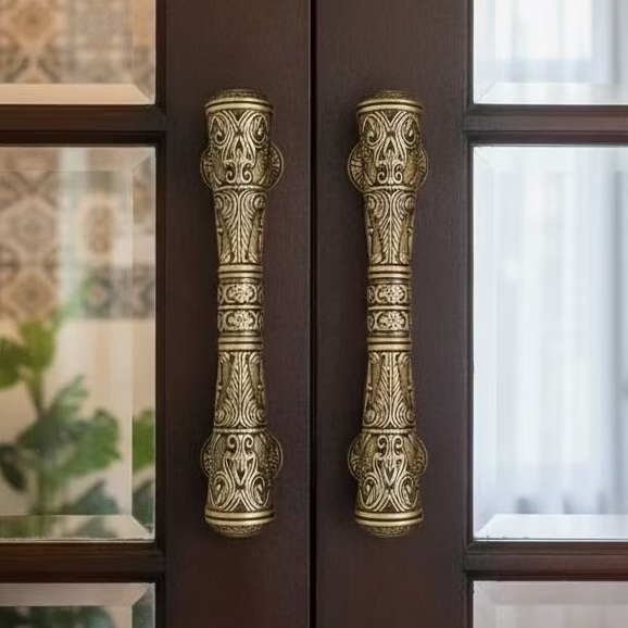 Handle Pintu Alumunium 2 Pcs Model Godo Ukir 33cm Gagang Pintu Rumah Mewah Hendel Premium