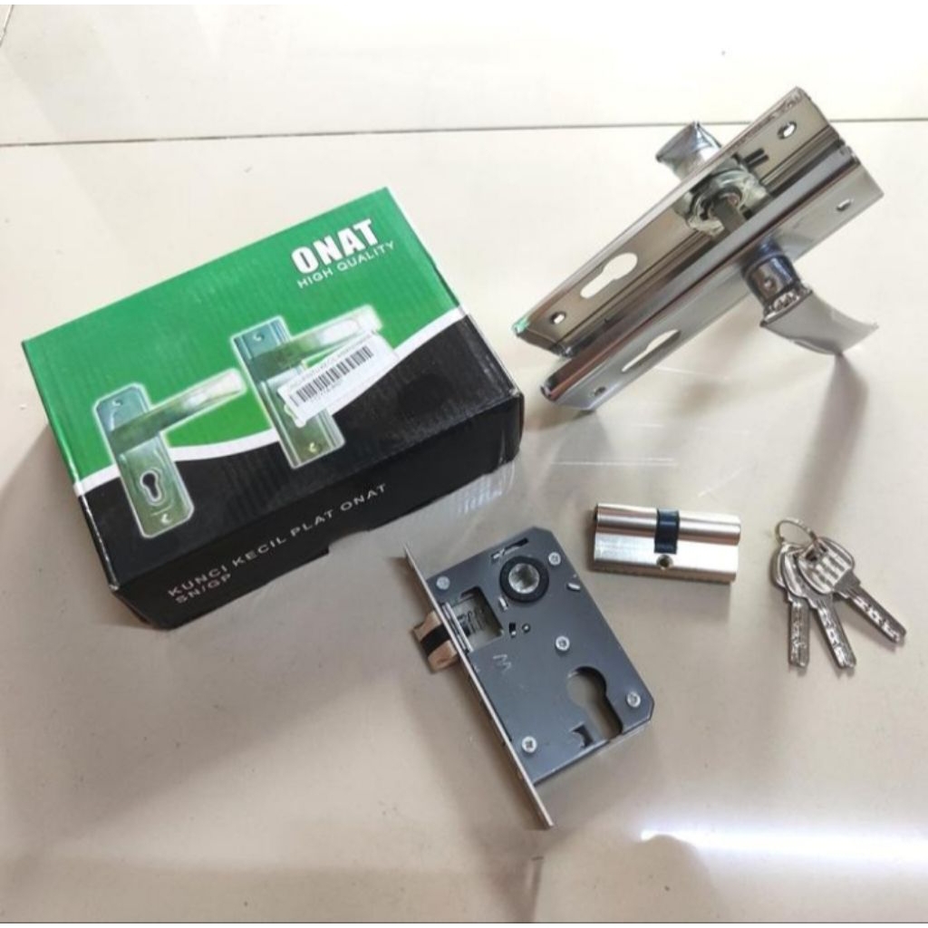 KUNCI PINTU PLAT ONAT KECIL/HANDLE PINTU KAMAR/GAGANG PINTU KONTRAKAN SILVEL/ KUNCI PINTU KECIL ONAT