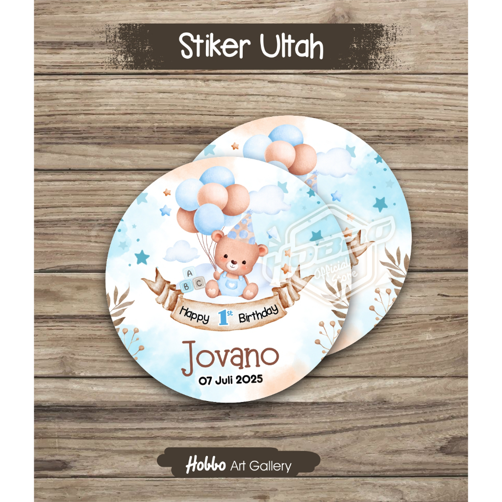 6 cm - Stiker Ultah, sticker Ulang Tahun, Bento, Mika, Tumpeng, Nasi Box, Custom Karakter & Foto Ana