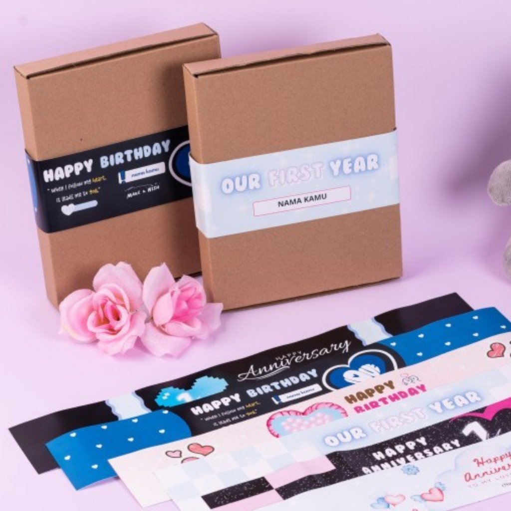 Box Kado Majalah Ukuran A5 Dengan Sleeve Custom Nama Free Template Design