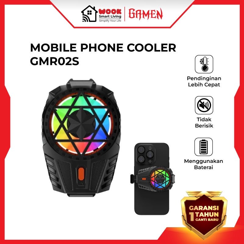GAMEN Fan Cooler Wireless Cooling HP Tanpa Kabel GMR02S Rechargeable Pendingin HP RGB Kipas Gaming C