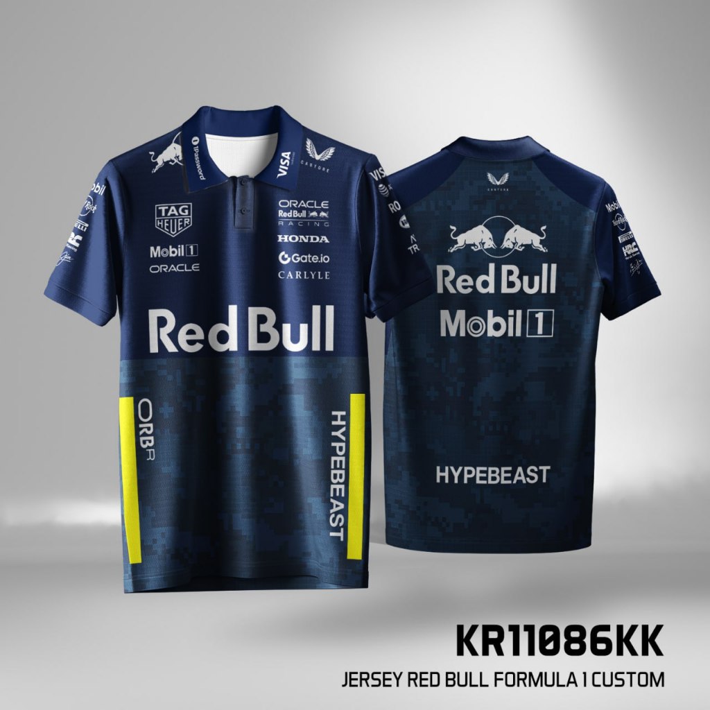 Kaos Jersey F1 Red Bull Hypebeast 2025 Kerah Polo