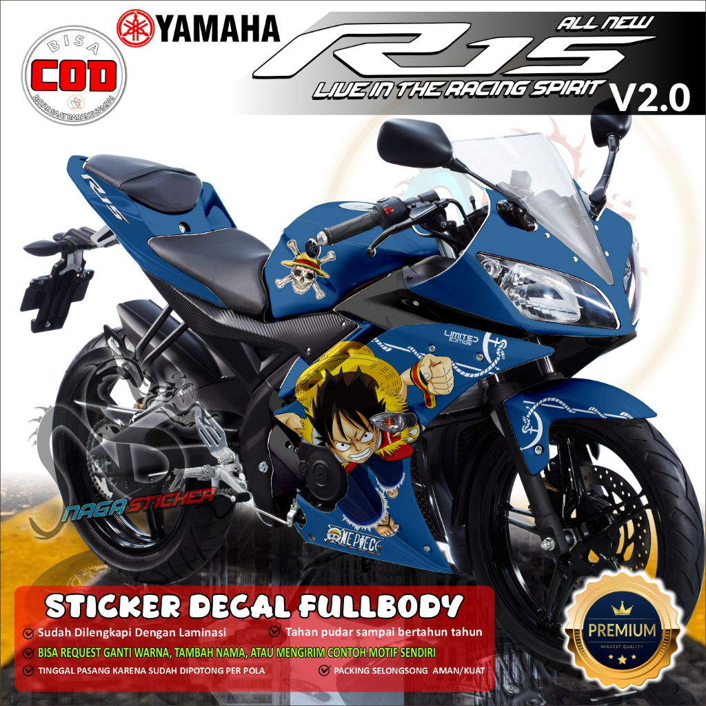 BisaCod Decal Sticker Full Body YAMAHA R15 V2.0 Variasi Anime NS40010 Desain Bisa Custom Dekal Motor