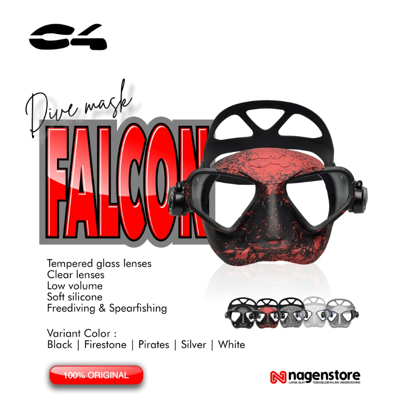 C4 Falcon Firestone Low Volume Dive Mask Freediving Masker Selam Low Volum