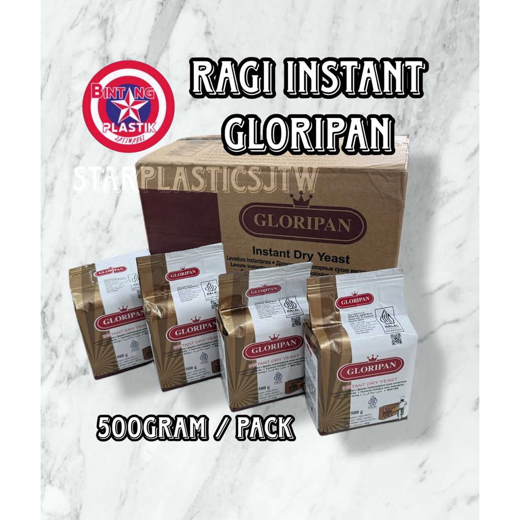 RAGI Instant Dry Yeast ANGEL / GLORIPAN 500gram Pengembang Roti Ekonomis Halal