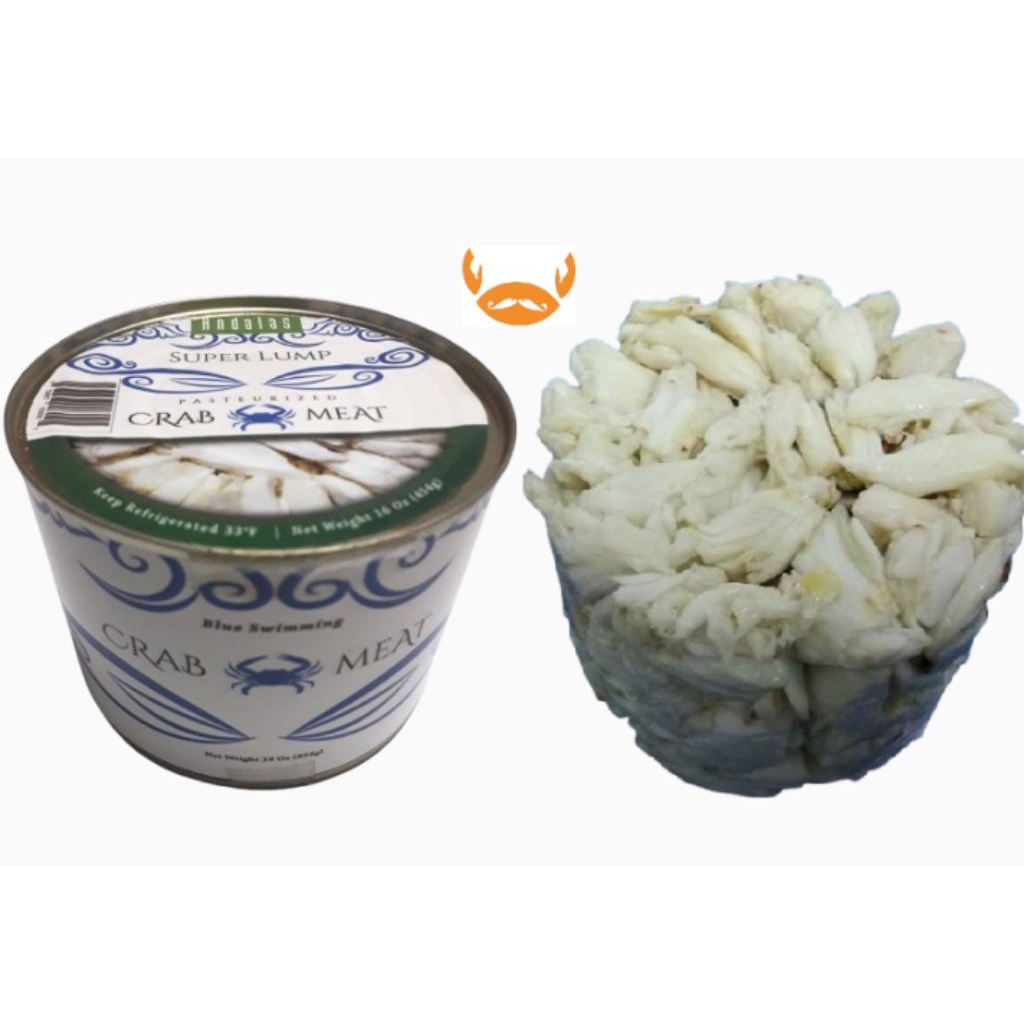 Andalas Daging Rajungan Kupas Pasturisasi tanpa cangkang kemasan kaleng 454 gram - Super Lump