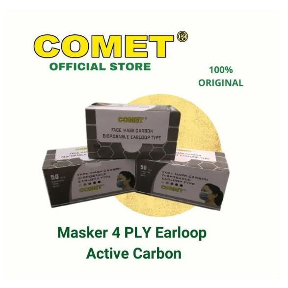 Masker COMET 4 Ply Karbon Active Tali Earloop Carbon