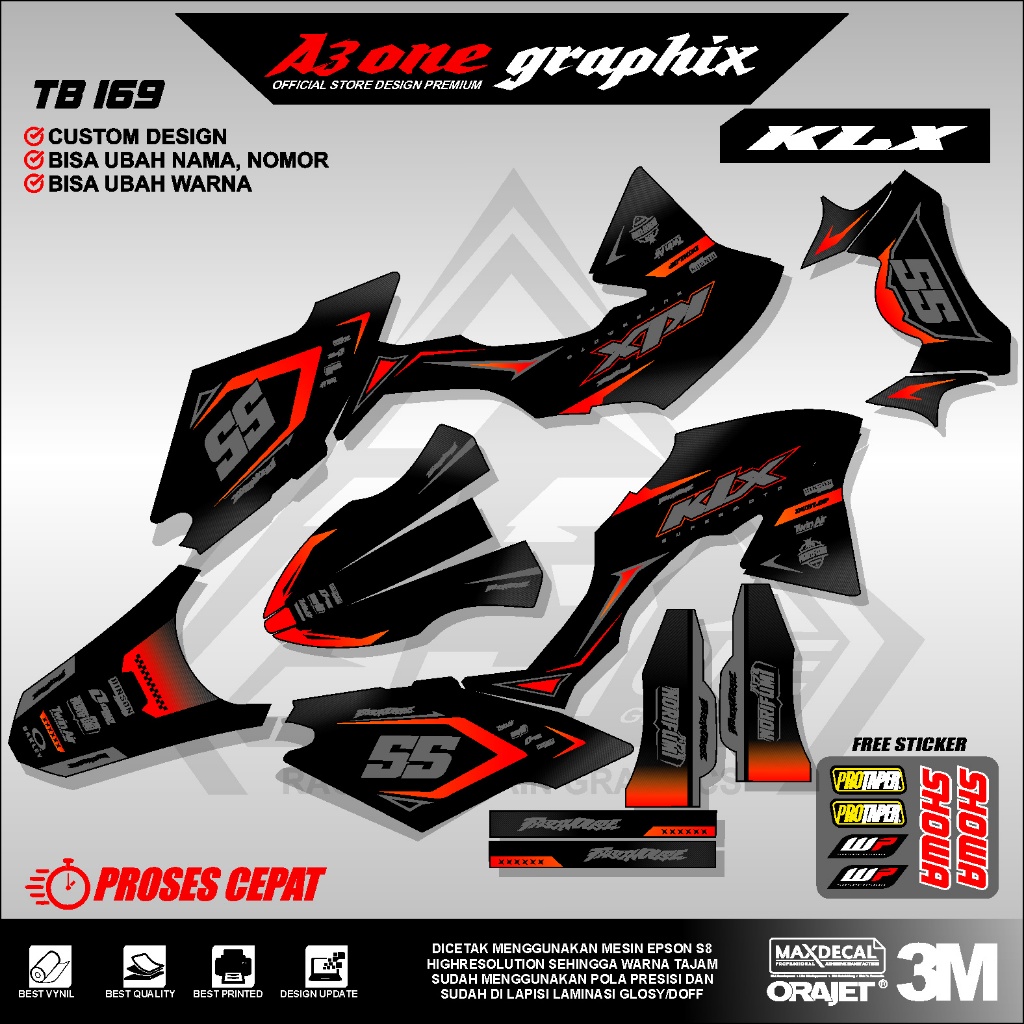 TB169 sticker decal klx bf fullbody bebas reques desain