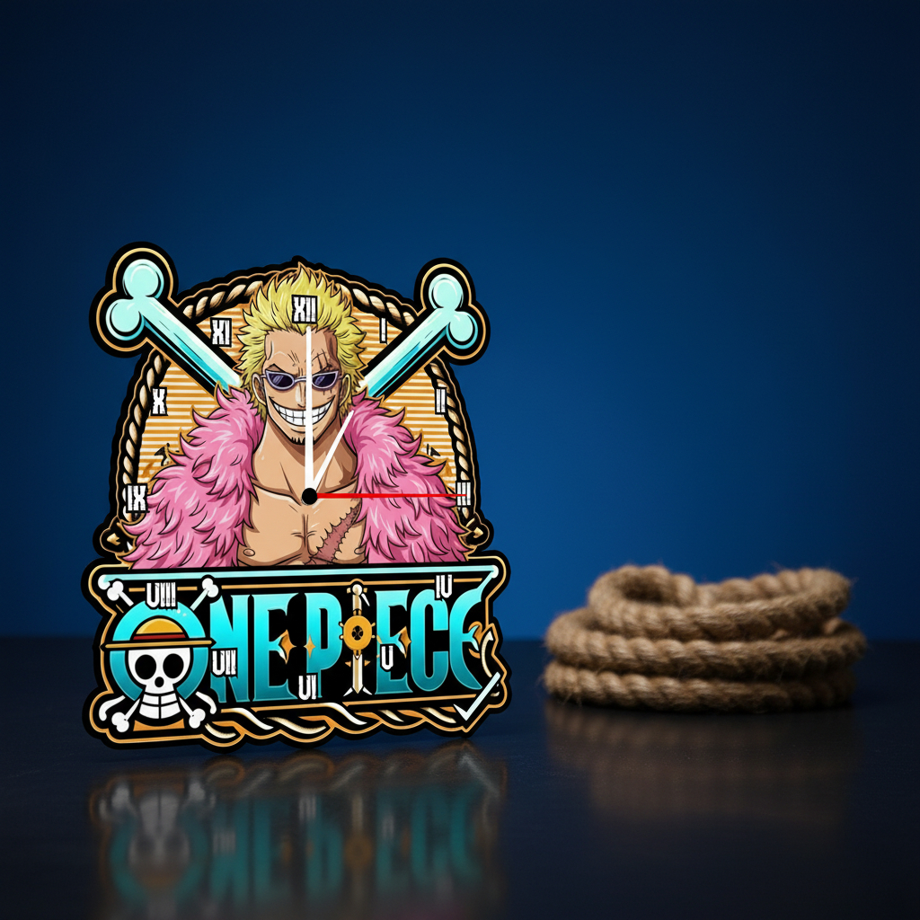 JAM DINDING BAHAN MDF TEMA ANIME ONE PIECE UNTUKI DEKORASI RUMAH