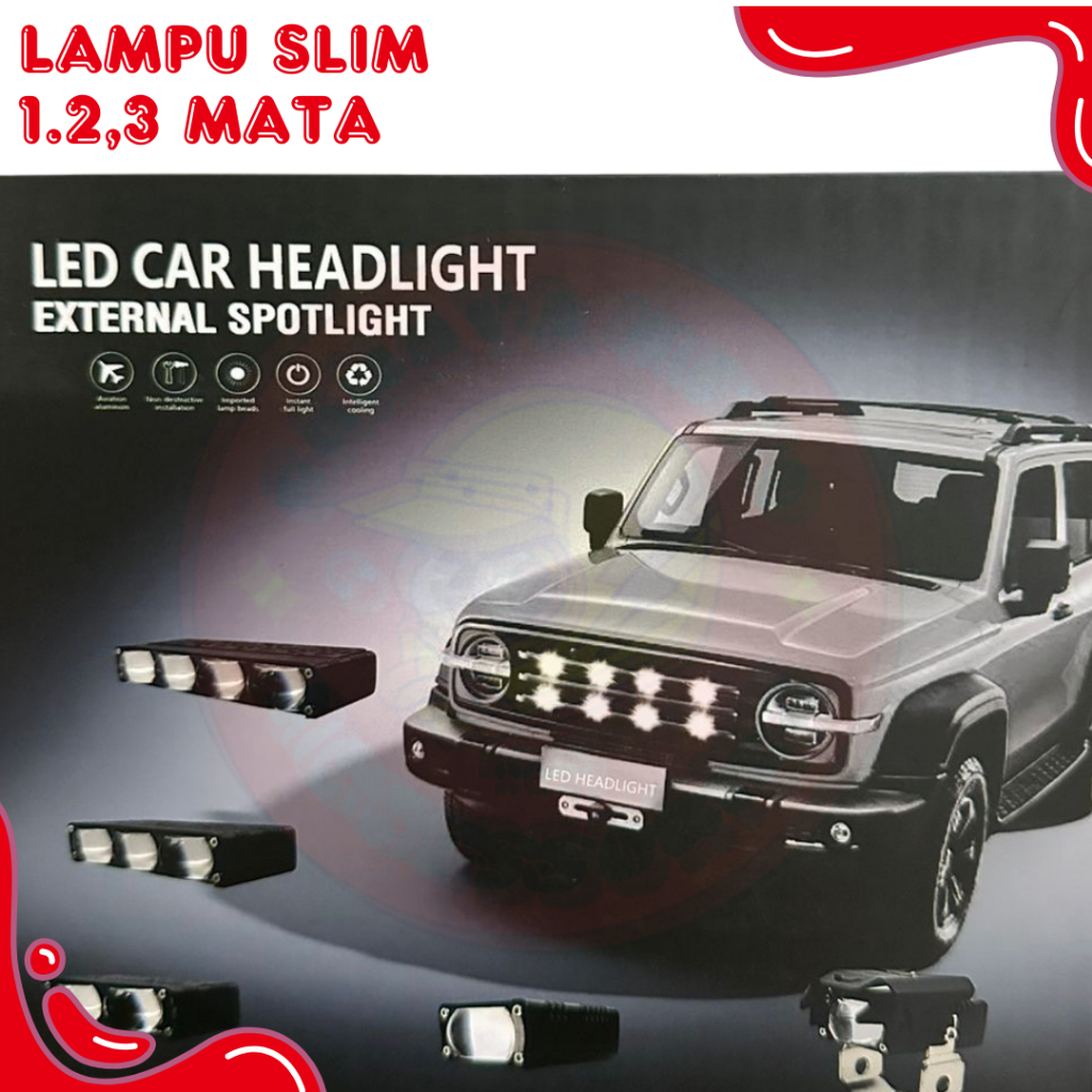 Lampu mini projie slim, lampu tembak, lampu laser LAMPU SLIM MINI LED 1 MATA 2 MATA 3 MATA