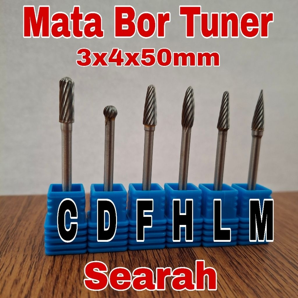 1 Biji Mata Bor Tuner Searah 3x4x50mm Mata Tuner Tungsten Carbide