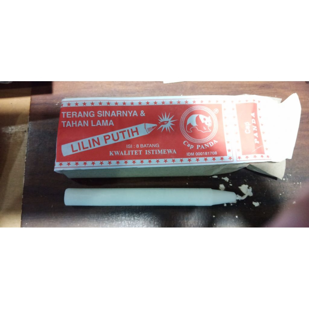 Lilin Putih Cap Panda isi 8pcs @13cm