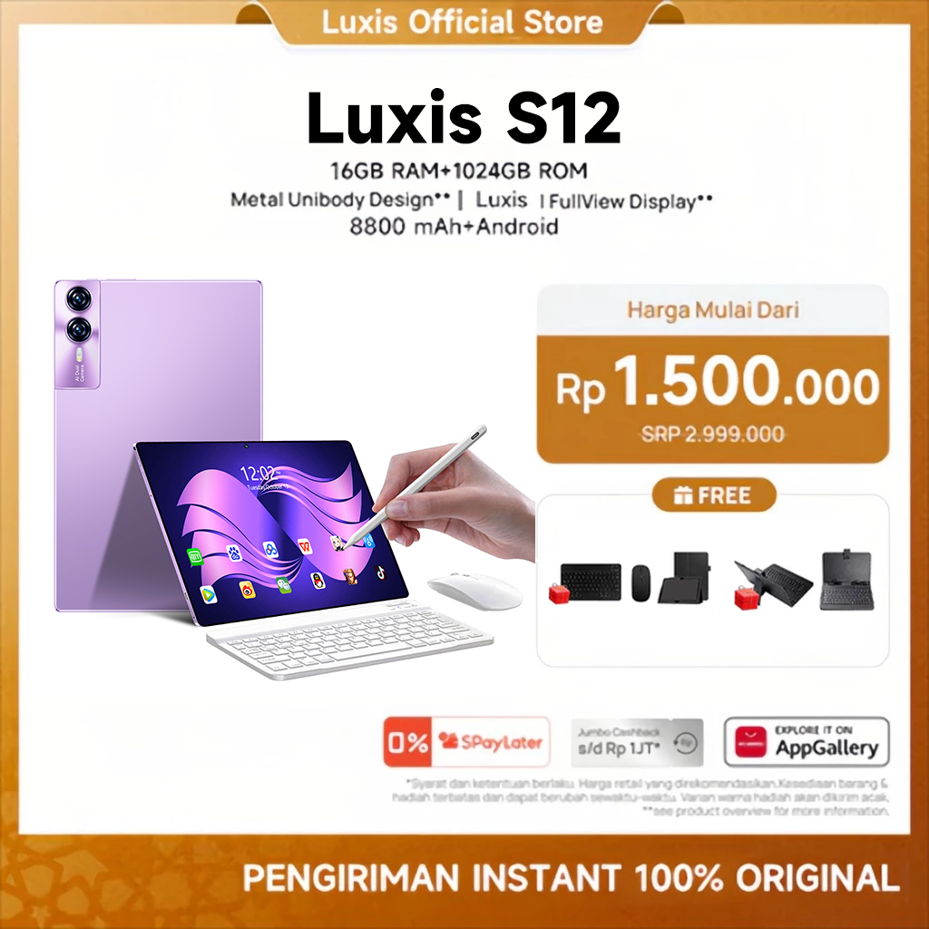 [Free+Mouse+Keyboard+Case] Luxis tablet S12 (16GB+1024GB) 11.6inch"lPS Screen 48MP tablet android15 