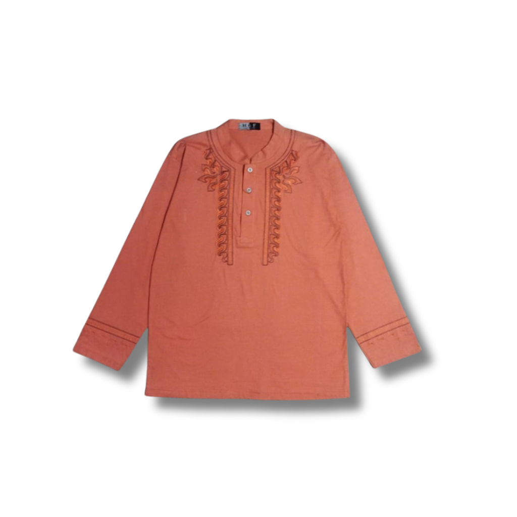 Baju Koko Pria  Dewasa Lengan Panjang - Motif Orange