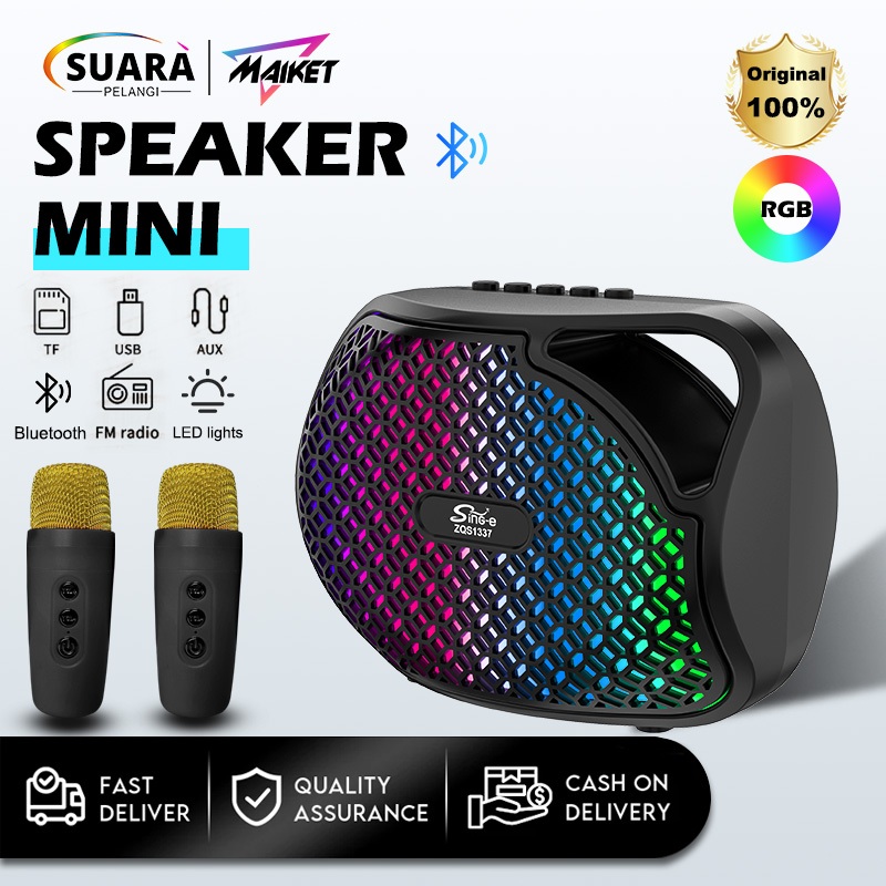 MAIKET Speaker Mini Bluetooth Karaoke 2 Mic Super Bass Portable Wireless Advance MP3 Player Music Bo