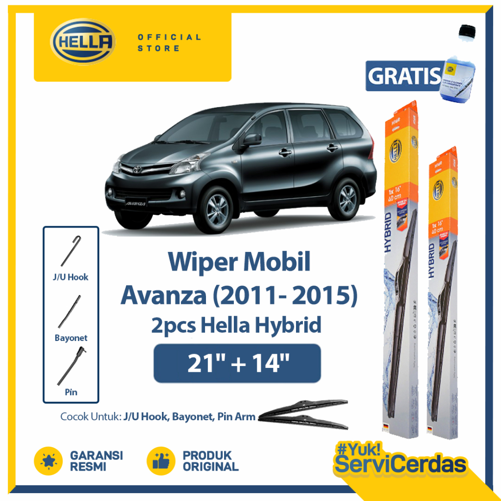 Wiper Mobil TOYOTA Avanza (2011-2015) 21”+14”(2pcs) - HELLA Hybrid