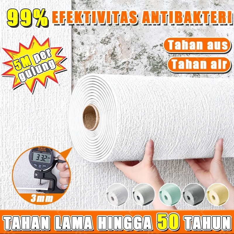 Wallpaper dinding linen Linen roll wallpaper 5M wallpaper tebal Tahan air Kedap suara Tahan aus Wall